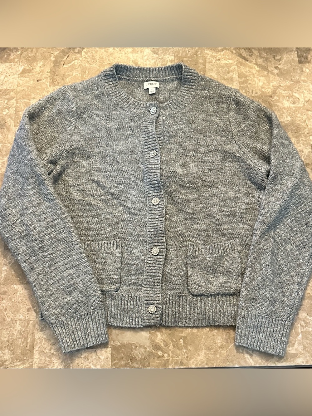 J. Crew Long Sleeve Button Up Cardigan - Metallic Gray - Womens Size Large